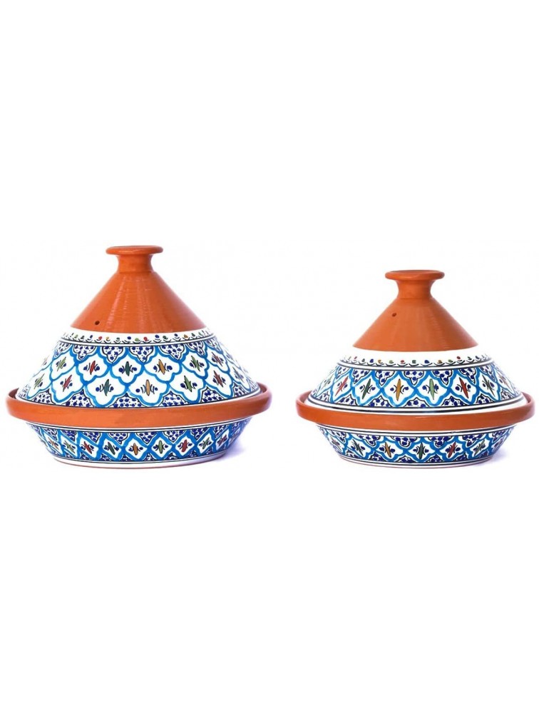 Kamsah Hand Made and Hand Painted Tagine Pot | Moroccan Ceramic Pots For Cooking and Stew Casserole Slow Cooker Large Supreme Turquoise - BX4BB9141