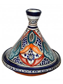 Moroccan Handmade Serving Tagine Ceramic With Vivid colors Original 8 inches Across Raibow - BZTIPB5KH
