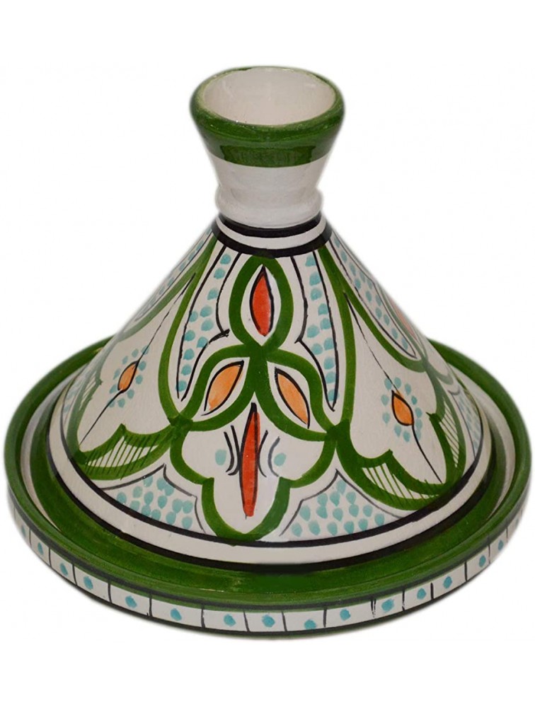 Moroccan Handmade Serving Tagine Exquisite Ceramic Verde Small 7 Inches in Diameter - B9EUTWHLT