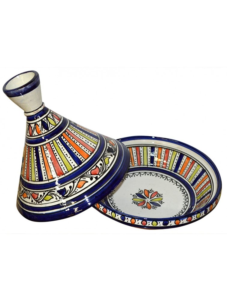 Moroccan Handmade Serving Tagine Exquisite Ceramic With Vivid colors Original 10 Inches in Diameter - BHNA9QPL4