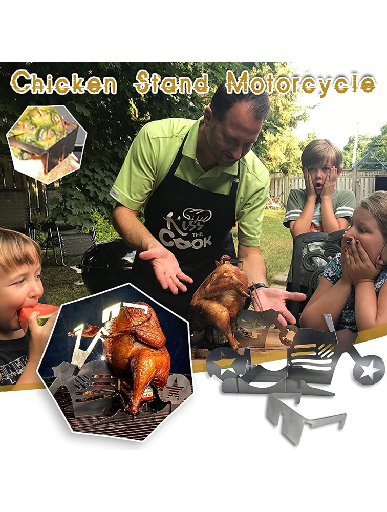 Portable Beer Can Chicken Holder- American Motorcycle Bbq Stand Biker Chick Beer Can Chicken Stand Stainless Steel Motorcycle Roaster with Bottom Crossbar for Home Camping bbq Use A - BFGMI2URH