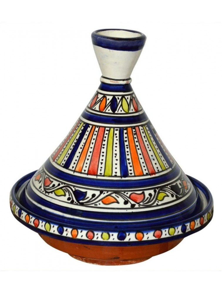 Serving Tagine Handmade Ceramic Tajine Dish Exquisite 10" Multicolored - B9JZO28M5