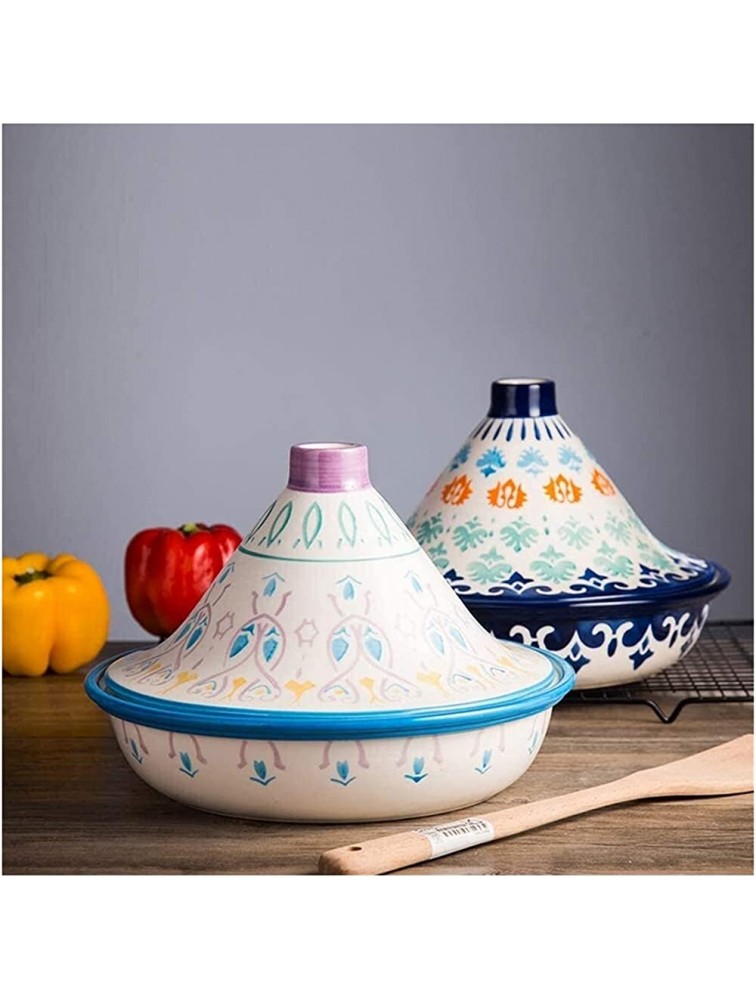 ZJFF Hand Painted Tagine Cooking Pot with Lid Lead Free Cooking Tagine Stew Casserole Slow Cooker for Different Cooking Styles for Home Kitchen Color : Pink - BC973VM5K