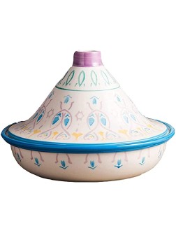 ZJFF Hand Painted Tagine Cooking Pot with Lid Lead Free Cooking Tagine Stew Casserole Slow Cooker for Different Cooking Styles for Home Kitchen Color : Pink - BC973VM5K
