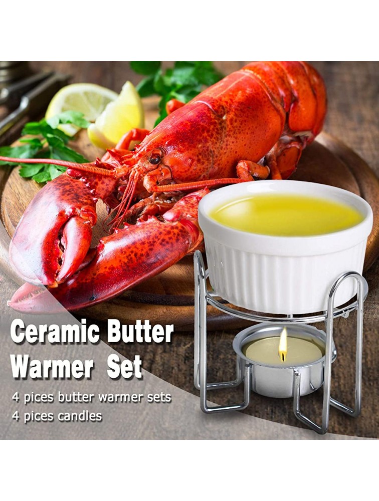 Artestia Butter Warmers Set,4 Pieces Butter Warmers For Seafood Ceramic Butter Warmer Set with 4 Pieces Tea Light Candles,Fondue -Dishwasher Safe Microwave Safe Oven SafeWhite - B8BOHOBUW