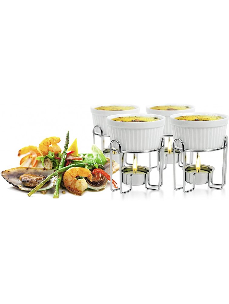 Artestia Butter Warmers Set,4 Pieces Butter Warmers For Seafood Ceramic Butter Warmer Set with 4 Pieces Tea Light Candles,Fondue -Dishwasher Safe Microwave Safe Oven SafeWhite - B8BOHOBUW