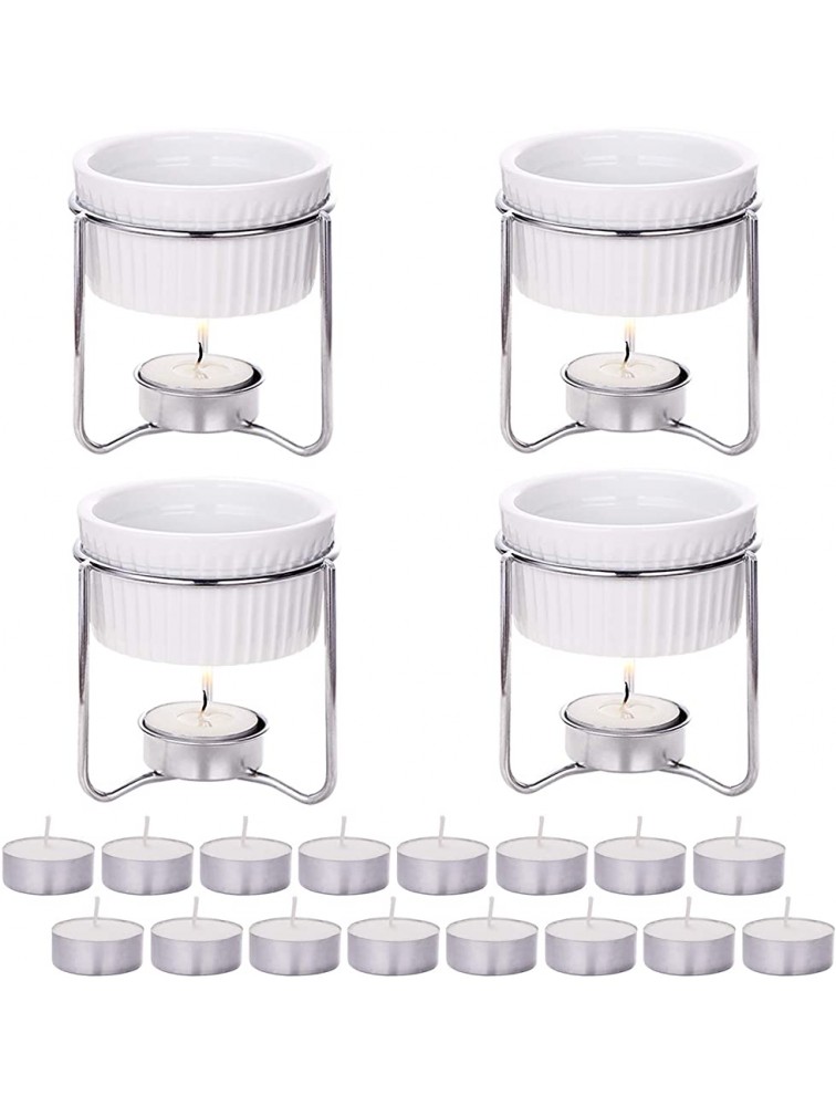 Hiware 4 Pieces Ceramic Butter Warmers with 16 Pieces Tealight Candles Set for Seafood Fondue Dishwasher Safe - B7ZYMJLOY