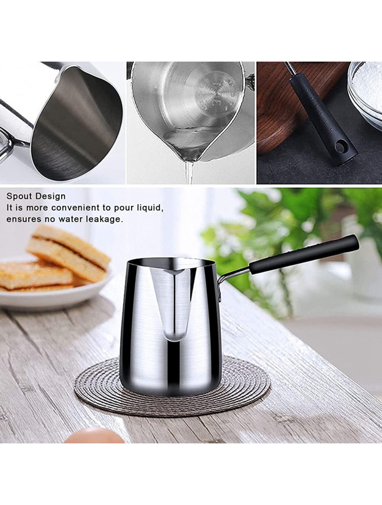 Milk Pan Butter Warmer 350ml Capacity Mini Size Easy Cleaning Rustproof with Spout for Cooking - BBVRU8DQR