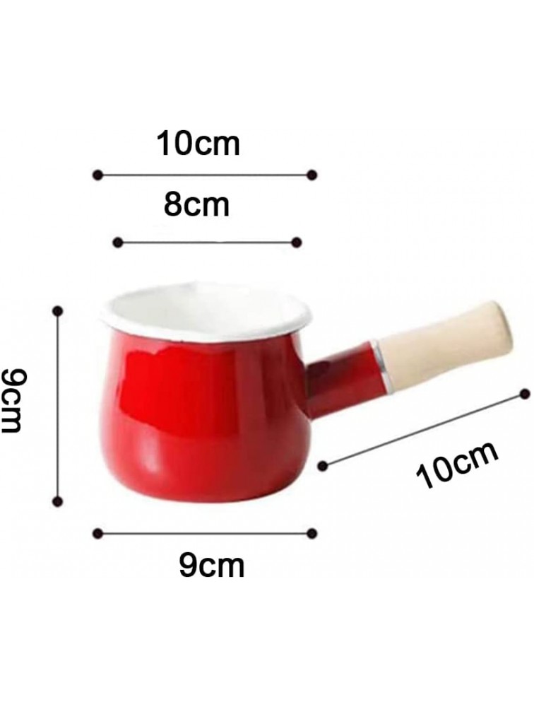 QHZ Enamel Milk Pan Mini Butter Warmer Milk Pot Enamel Sauce Pan Milk Warmer Pot Small Cookware with Wooden Handle for Heating Smaller Liquid Portions - BKNEMC962