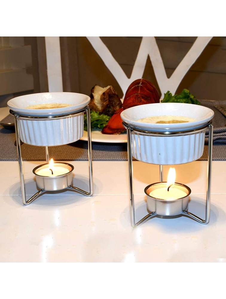 Treasure Gurus White Ceramic Dining Table Seafood Butter Warmer Dish Set Kitchen Tealight Candle Ramekin - BK16YAH2X