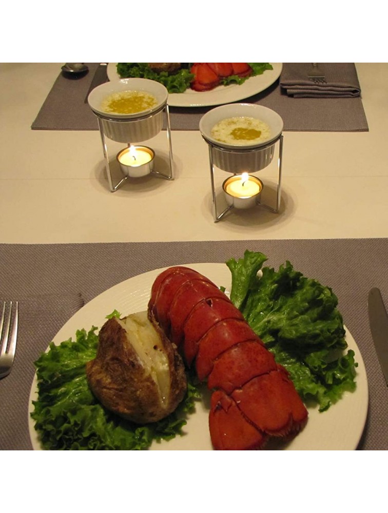 Treasure Gurus White Ceramic Dining Table Seafood Butter Warmer Dish Set Kitchen Tealight Candle Ramekin - BK16YAH2X