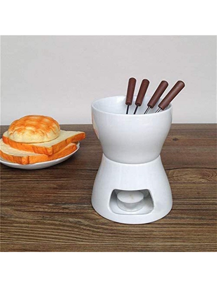 Ceramic Chocolate Fondue Set with Forks-Tea Light Porcelain Melting Pot - BMT6AB75C