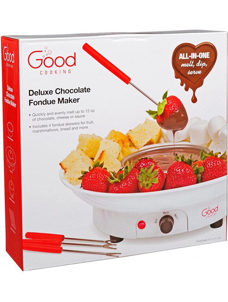 Chocolate Fondue Maker- Deluxe Electric Dessert Melting Fountain Fondue Pot Set with 4 Forks and Party Serving Tray Great for Parties - BDS2P21ZL