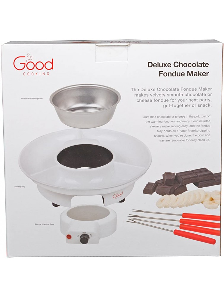 Chocolate Fondue Maker- Deluxe Electric Dessert Melting Fountain Fondue Pot Set with 4 Forks and Party Serving Tray Great for Parties - BDS2P21ZL