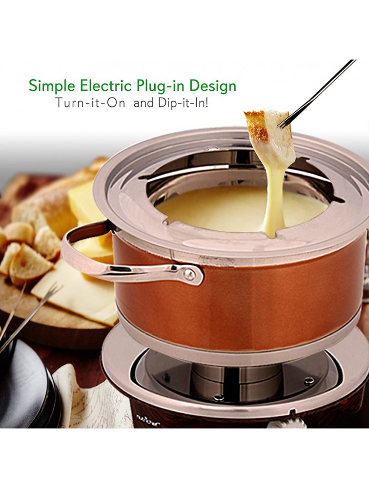 Electric Chocolate Fondue Maker Set 1000W Warmer Machine Kit 1 Quart Nonstick Stainless Steel Melting Pot w LED Light 6 Dipping Forks Melts Cheese Chocolate Candy Sauce Dip NutriChef PKFNMK25 - BQJ4CMJXC