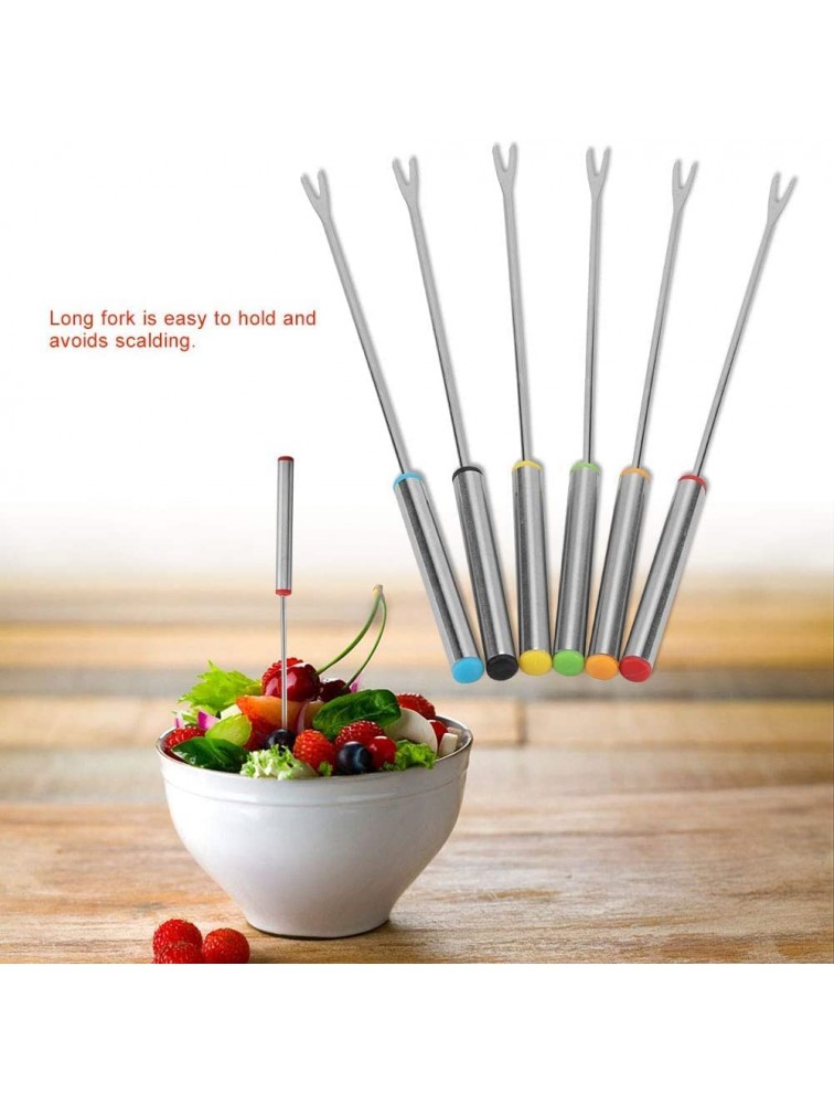 Fondue Forks Stainless Steel Colored Coding Cheese Fondue Forks Fruit fork Vegetable Fork BBQ Fork Fondue Sticks Chocolate Fondue Forks Set of 6 for Hot Pot Barbecue Fruits Vegetables Cheese - B6J92QSVW