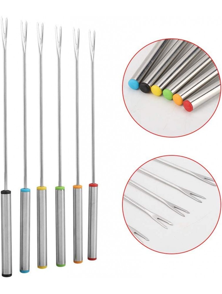 Fondue Forks Stainless Steel Colored Coding Cheese Fondue Forks Fruit fork Vegetable Fork BBQ Fork Fondue Sticks Chocolate Fondue Forks Set of 6 for Hot Pot Barbecue Fruits Vegetables Cheese - B6J92QSVW