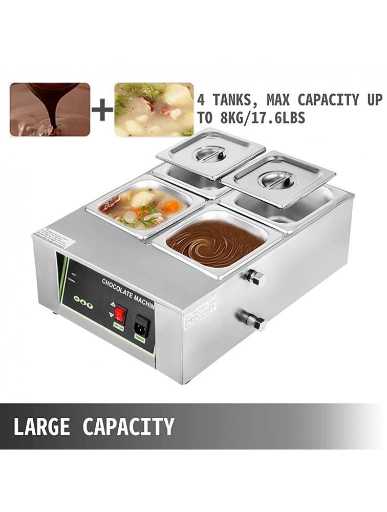 Happybuy 1500W Food Warmer 4 Tanks Commercial Electric Heater 17.6LBS Capacity Thermal Insulation Melting Pot Machine,Digital  Temperature  Control 86-176℉ for Chocolate Cheese Milk Soup - BKXDNB1YN
