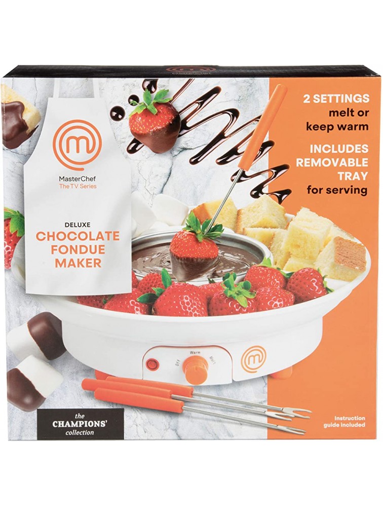 MasterChef Chocolate Fondue Maker- Deluxe Electric Dessert Fountain Fondue Pot Set with 4 Forks & Party Serving Tray - BT9NGA8BZ