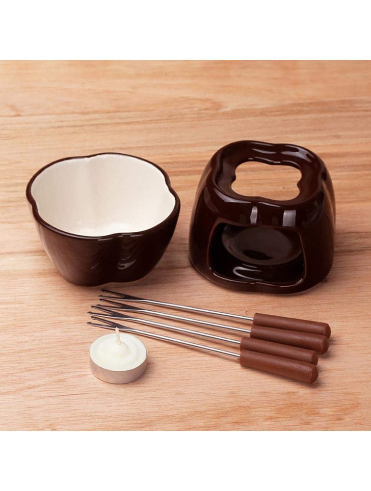 Roexboz Chocolate Fondue Set Ceramic Chocolate Fondue Dessert Accessories with 4 Fondue Forks Cheese Fondue Chocolate Gift for 2 People Simply Warm up with a Tea Light and Enjoy - BQNQD2N5T