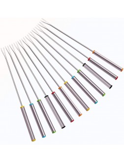 X-AT 12 PCS Stainless Steel Fondue Forks Heat Resistant Multicolor Coding Handle 6 Colors x 2 Set 9.5 Inch - BCZHBZCVF