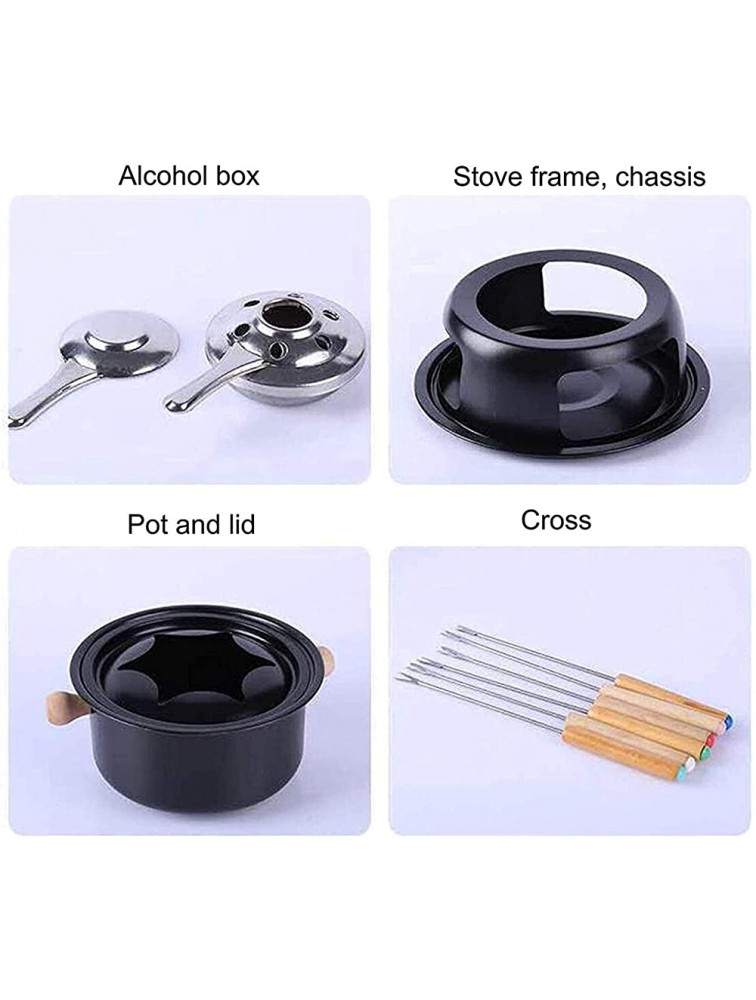 YUNSHAO Cheese Cream Melting Pot Chocolate Fondue Set with Forks Stainless Steel Hot Pot Melting DIY Chocolate Baking Tool Color : Black - B8LUEF2DJ