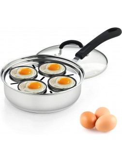 Cook N Home 4 Cup Stainless Steel Egg Poacher Pan 8" - B7GU2N2YC