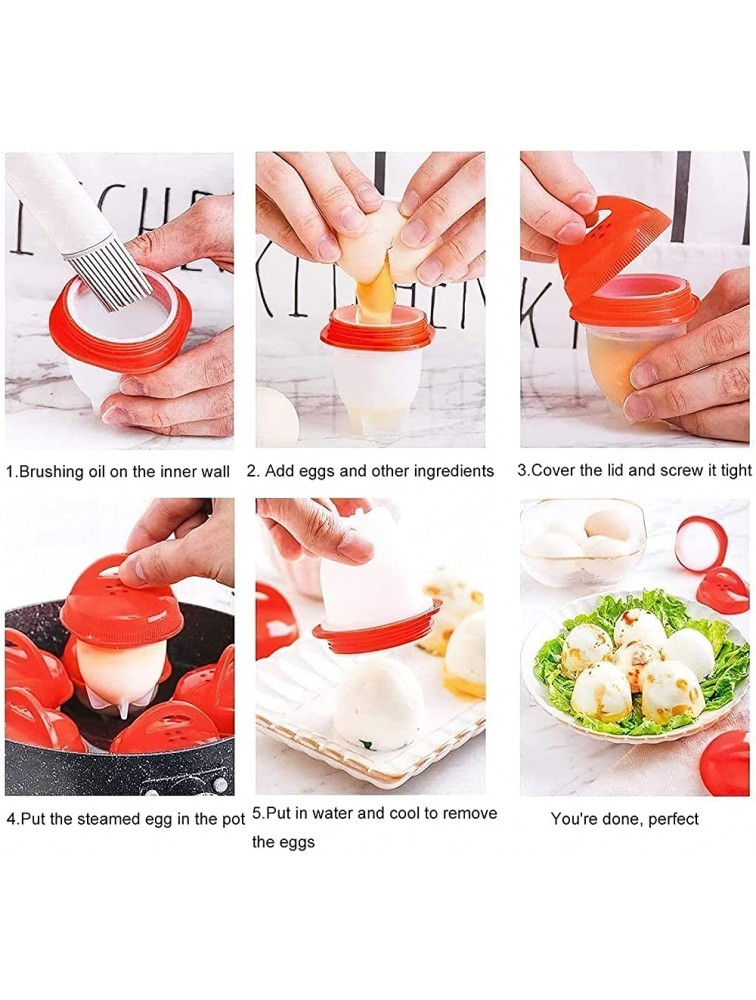 Cooker Hard Boiled Eggs without the Shell 6PCS Set Egg Poachers Cooker Silicone Non-stick Egg Boiler Cookers,Silicone Boiled Steamer Eggies BPA Free - B6OYFD35E
