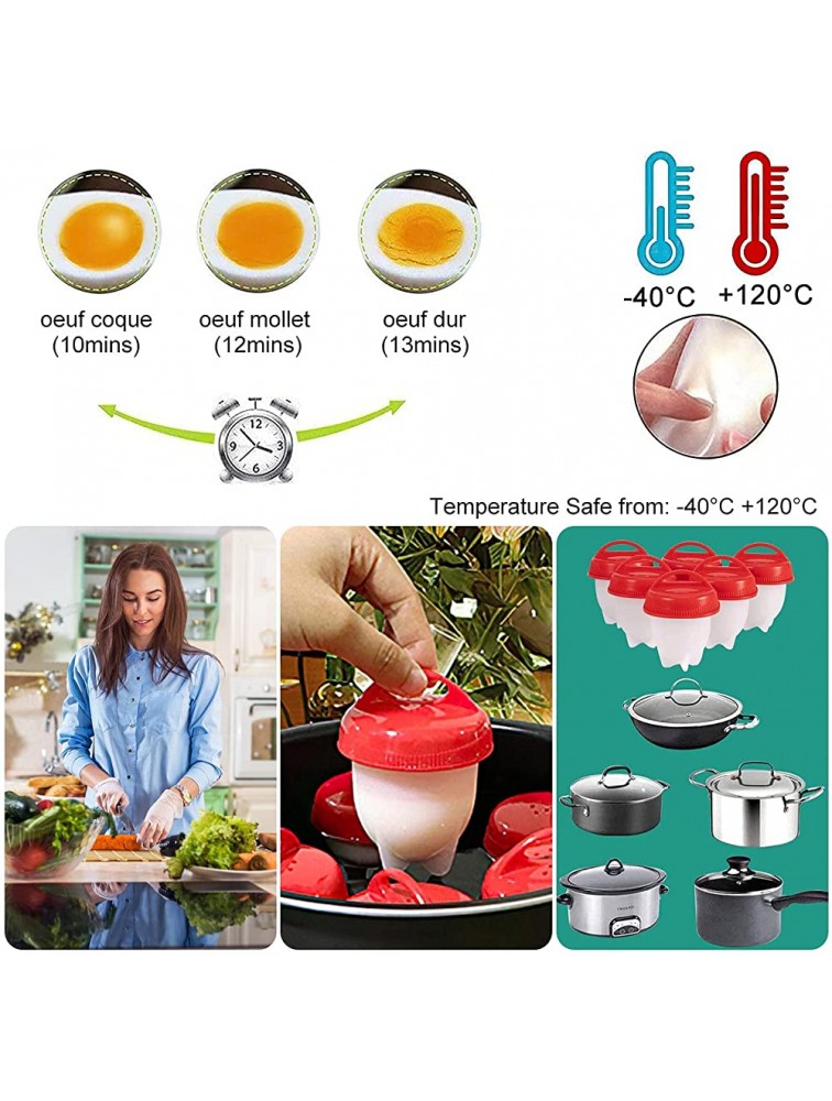 Cooker Hard Boiled Eggs without the Shell 6PCS Set Egg Poachers Cooker Silicone Non-stick Egg Boiler Cookers,Silicone Boiled Steamer Eggies BPA Free - B6OYFD35E