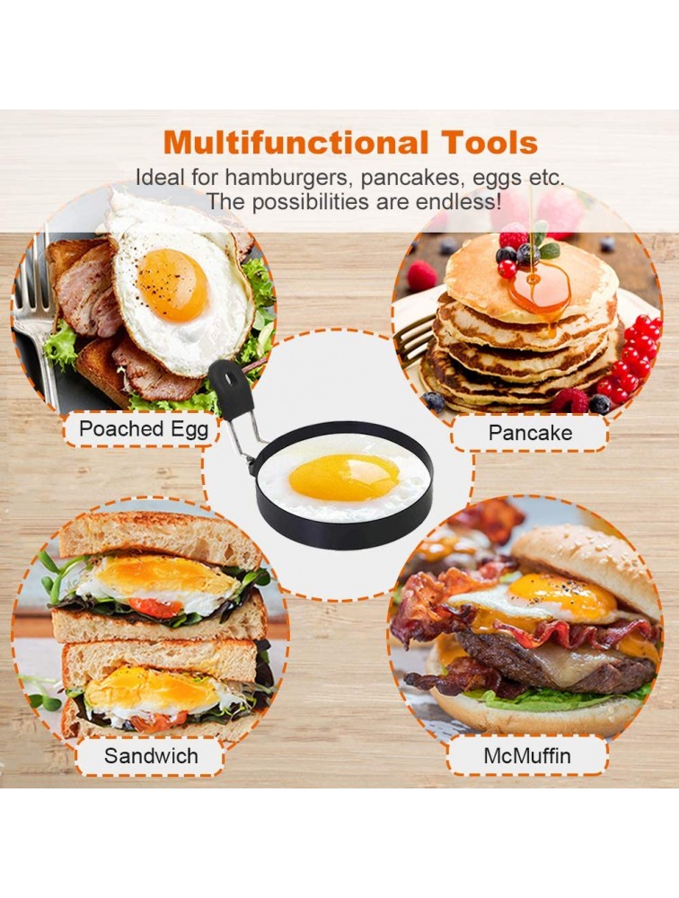 COTEY 1x Large 6 Pancake Ring & 3x 3.5 Nonstick Egg Rings Set of 4 Round Mold for Frying Eggs English Muffins Cooking Shaper Griddle Accessories for Sandwich Burger - B8NG3FUHP