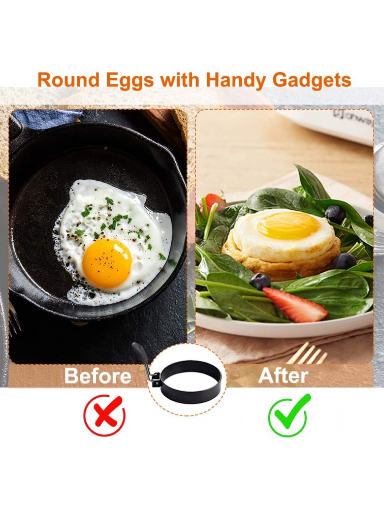 COTEY Large 3.5 Nonstick Egg Rings Set of 4 Round Crumpet Ring Mold Shaper for English Muffins Pancake Cooking Griddle Portable Grill Accessories for Camping Indoor Breakfast Sandwich Burger - BNHLQ55R0