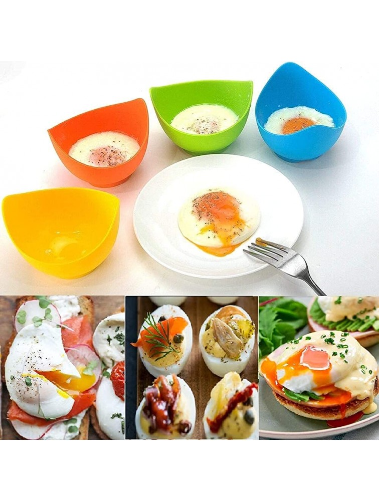 Egg Poacher Easy Silicone Egg Poacher Cups with Ring Standers，Food Grade Poached Egg Poacher Insert Microwav,Poached Eggs Accessory cookware Poached Egg Maker with Extra Oil Brush BPA Free 4 Pack - BLE1PIN6P