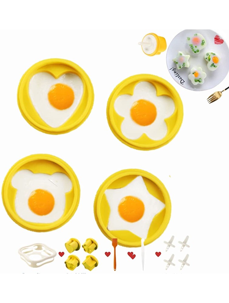 Egg Poacher Set of 4 Egg Bites Silicone Mold and Popsicle Ice Sticks with Brush and Freezer Tray Baby Food Maker Hard Boiled Egg Cooker Steamer Food-Grade Reusable Non-Toxic BPA Free - BD500HAV9