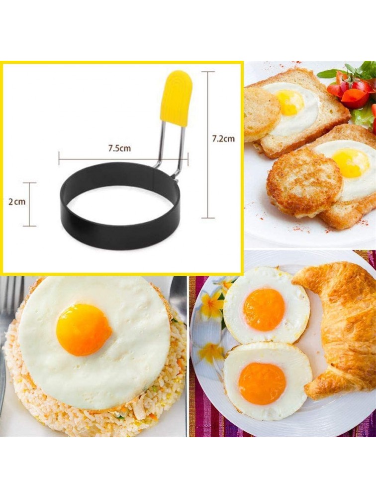 Egg Ring for Frying Eggs and English Muffin Round Egg Shaper Mold with Anti-scald Handle Stainless Steel Non-stick Egg Cooker Ring 2 Pack - B7OC48OCW