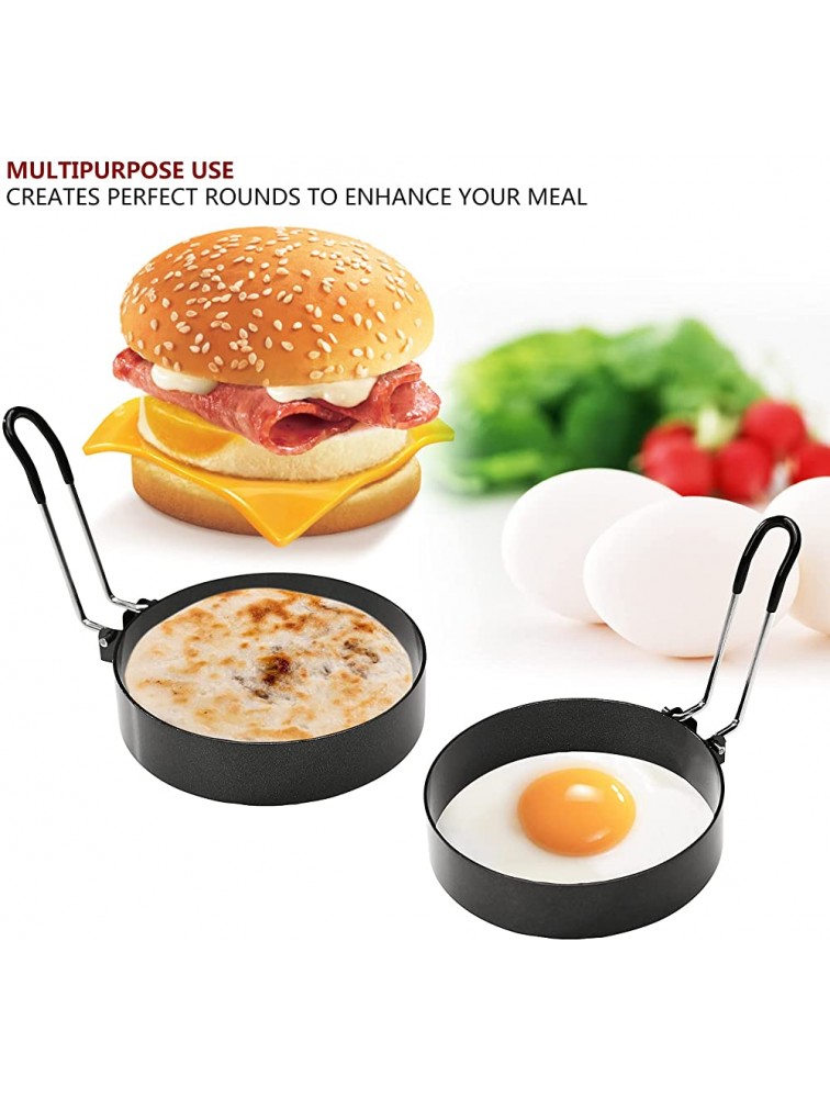 HAIDAOFOF Omelette Breakfast Omelette Ring 3.5 inches thick omelette mold with silicone applicator brush used for DIY sandwich eggs 4 pcs. - BQJRAQDKR