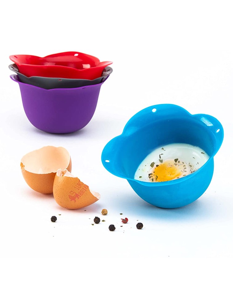 Kitzini Poached Egg Cup. Egg Coddler 4 Set. BPA Free. Microwave Egg Poacher. Nonstick Egg Pod Perfect Silicone Egg Poacher. Easy to Use & Clean. No Mess. 4 Silicone Egg Molds. Dishwasher Safe - BHOTX1IFL