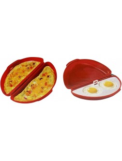 Microwaveable Microwave Omelet Pan and 2 Cavity Egg Poacher Set BPA Free Plastic Quick Egg Maker - B6MB3RJFC