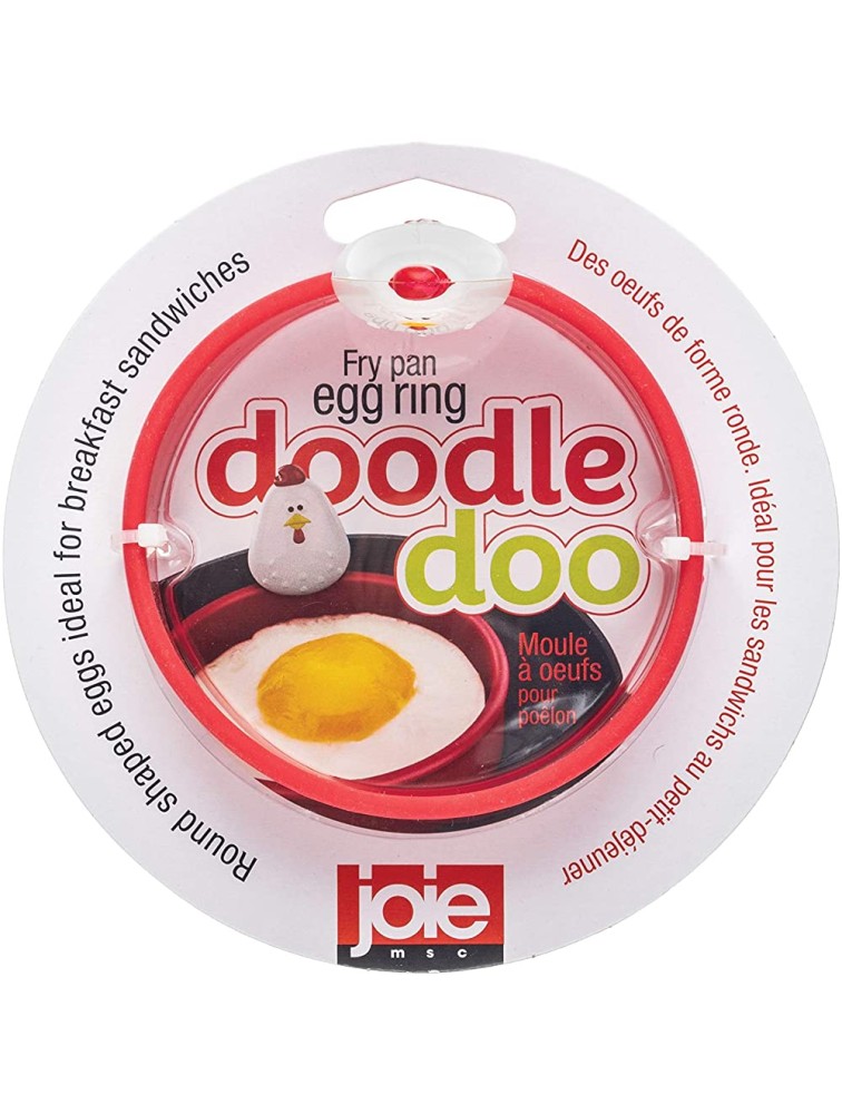 MSC International Doodle Doo Nonstick 50666 Joie Eggy 3.5 Non-Stick Silicone Compact Egg Ring with Folding Handle Red - BD6E4WURQ