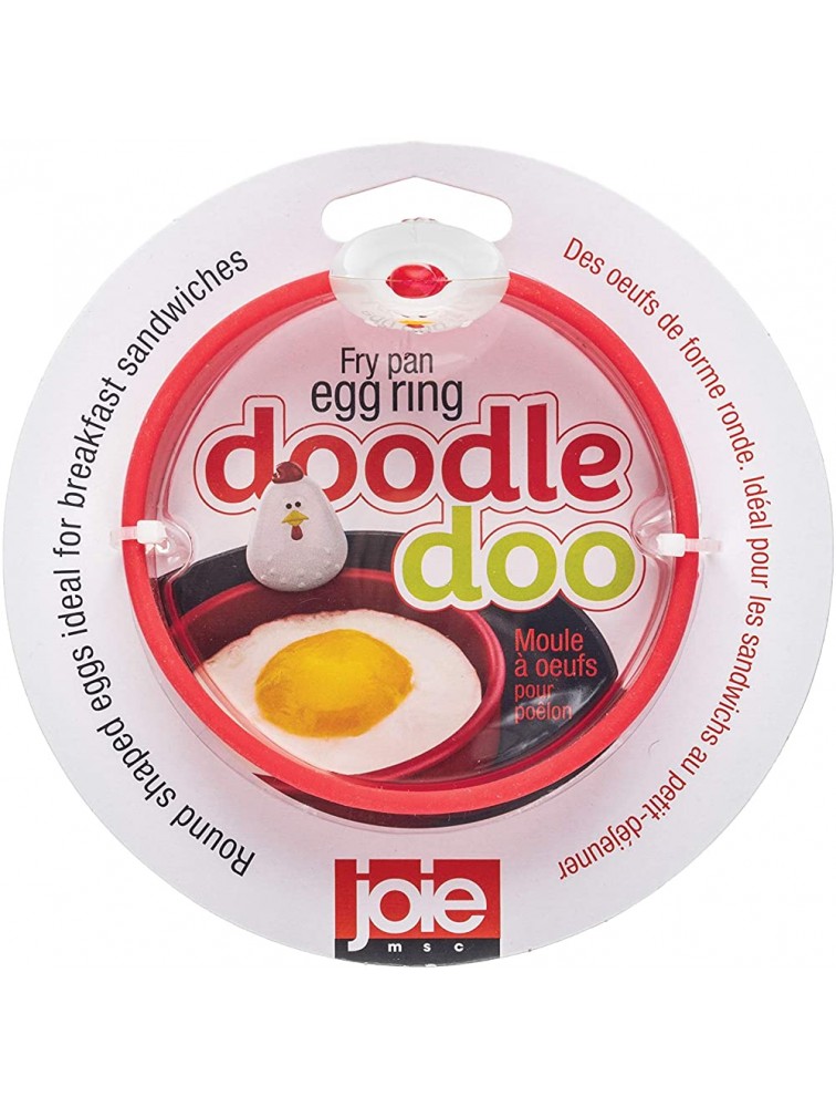 MSC International Doodle Doo Nonstick 50666 Joie Eggy 3.5 Non-Stick Silicone Compact Egg Ring with Folding Handle Red - B1ZYXP2PX