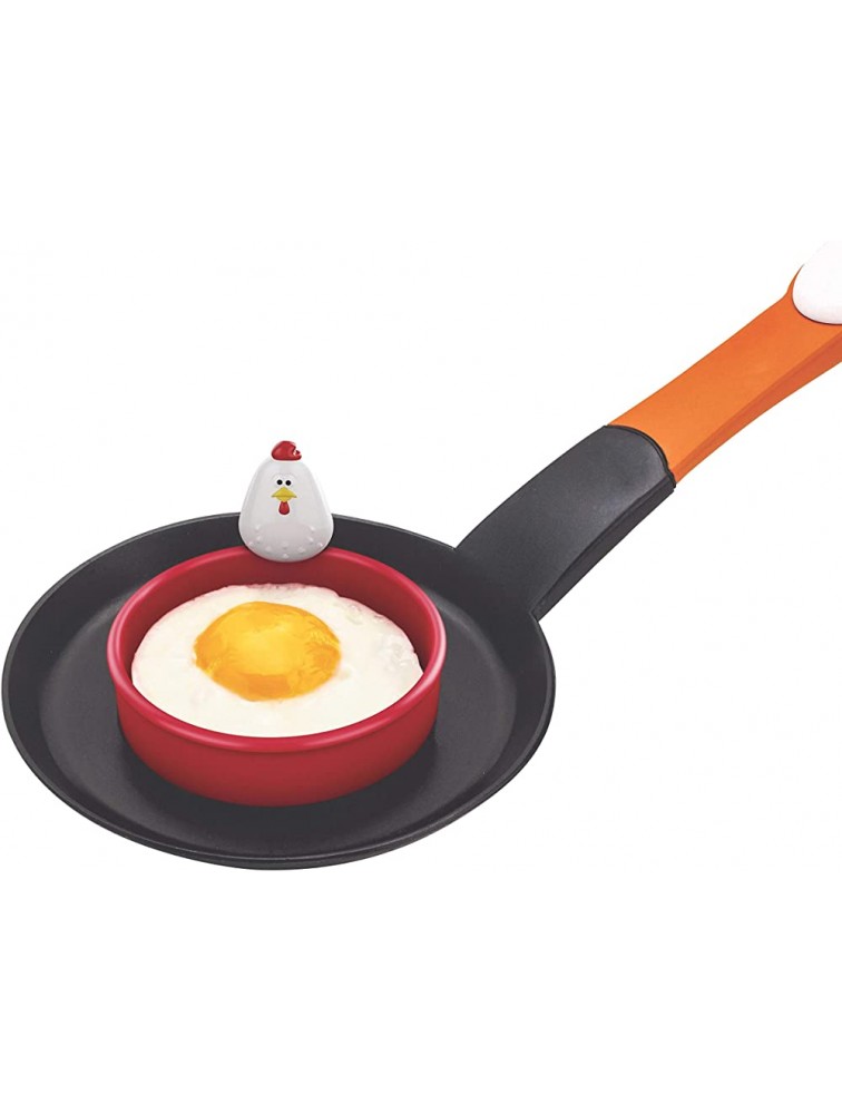 MSC International Doodle Doo Nonstick 50666 Joie Eggy 3.5" Non-Stick Silicone Compact Egg Ring with Folding Handle Red - B1ZYXP2PX