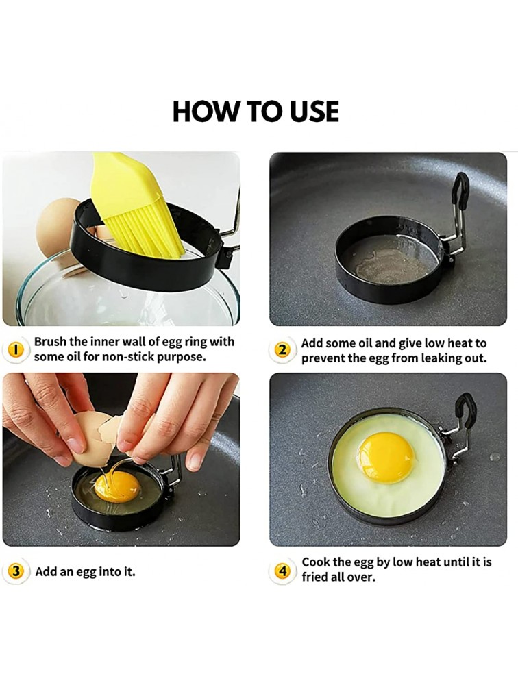 Pack of 4 Egg Rings with Egg Separator Nonstick Stainless Steel Round Egg Ring for Frying Eggs 3.5 Inches Round Egg Cooker Ring with Ebook. - BNTA3V1QN