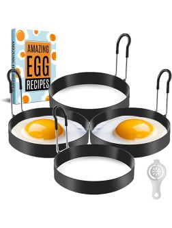 Pack of 4 Egg Rings with Egg Separator Nonstick Stainless Steel Round Egg Ring for Frying Eggs 3.5 Inches Round Egg Cooker Ring with Ebook. - BNTA3V1QN