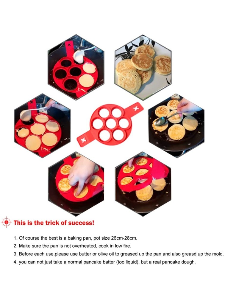 Pancake Molds Ring Fried Egg Mold Reusable Silicone Non Stick Pancake Maker Egg Ring Maker - BOKYQN3O1