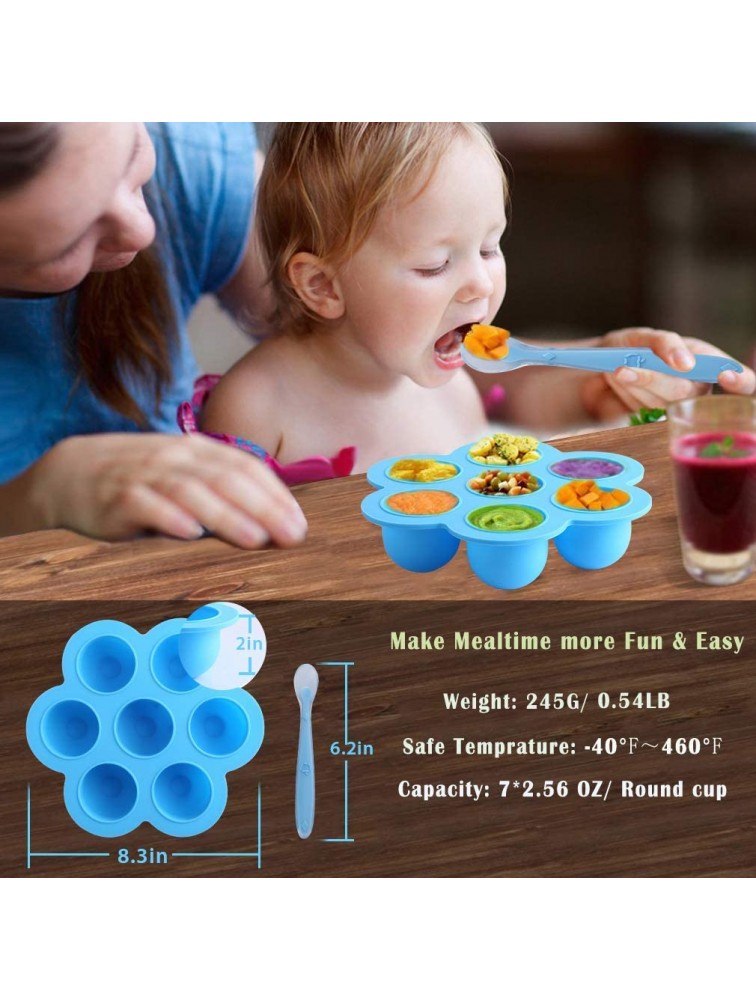 ROTTAY Silicone Egg Bites Molds and Steamer Rack Trivet with Heat Resistant Handles Fit Instant Pot Accessories 7pcs set for 6qt 8qt Electric Pressure Cooker With 2 Spoons and Silicone spatula - BTIB5NDYK