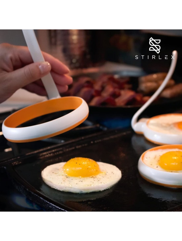 STIRLEX 4-inch Silicone Fried Egg Rings Set 4-pack Round Mold for Pancakes Breakfast Sandwich Nonstick Egg Ring for Frying Eggs - B1QHBZ2NU