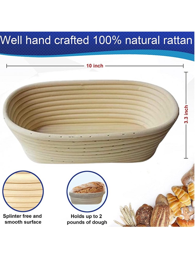 10 Inch Oval Banneton Proofing Basket Set – Bread Baking Kit with Dough Scraper Bread Lame Danish Dough Whisk Sourdough Proofing Basket for Artisanal Bread – Bread Making Tools and Supplies Set - BLWOT31VW