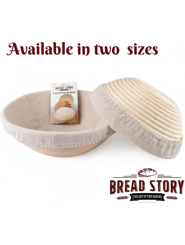 10 inch Round Banneton Proofing Basket Set Brotform Handmade Unbleached Natural Cane For homemade Crusty Fresh Easy to Bake Bread With Professional Marks Rising dough Bread Kit with washable Cloth - B1FX2R4G2