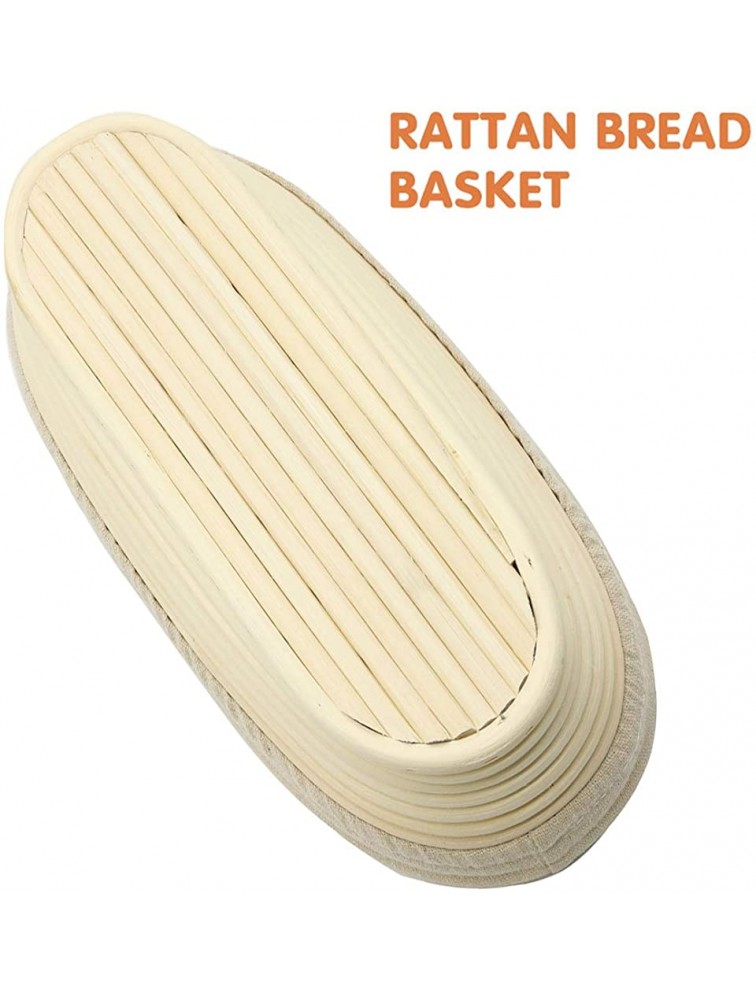 2 PCS 10 inch Oval Long Banneton Brotform Bread Dough Proofing Rising Rattan Basket & Liner for Professional & Home Bakers - BHHQPMZOX