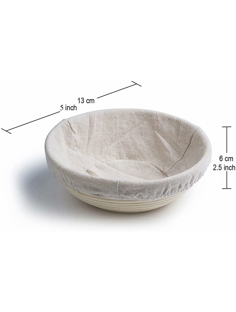 5 Inch Round Banneton Bread Proofing Basket 2 pcs Natural Rattan Cane Brotform Handmade& Linen Liner Cloth - BC7TYPVIY