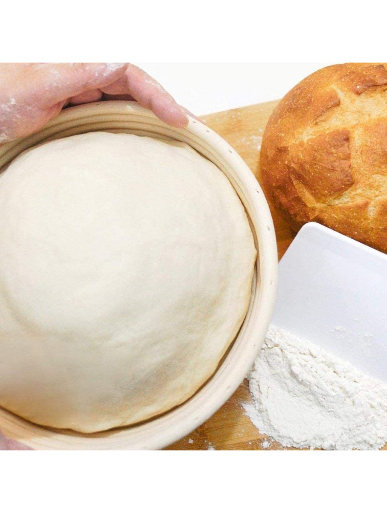 Banneton Proofing Basket 9″ Round Bread Proofing Basket Rattan Dough Bowl with Lame Dough Scraper & Other Bread Making Tools Bread Proofer Ideal for Sourdough & Artisan Bread 10 Baking Tools - B9S46JLGN
